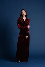Load image into Gallery viewer, Burgundy Velvet Ruched Dress