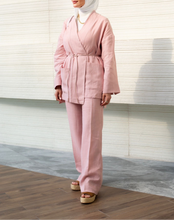 Load image into Gallery viewer, Linen Set with Leather Cord Belt