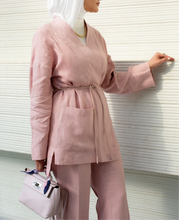 Load image into Gallery viewer, Linen Set with Leather Cord Belt