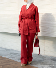 Load image into Gallery viewer, Linen Set with Leather Cord Belt