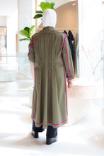 Load image into Gallery viewer, Olive &amp; Fuscia Trim Reversible Trench
