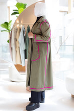 Load image into Gallery viewer, Olive &amp; Fuscia Trim Reversible Trench
