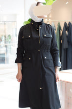 Load image into Gallery viewer, Black Military Trench
