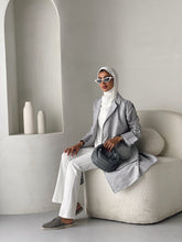 Load image into Gallery viewer, Open Back Linen Jacket - Denim Blue
