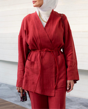 Load image into Gallery viewer, Linen Set with Leather Cord Belt
