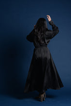 Load image into Gallery viewer, Black Satin Belted Dress

