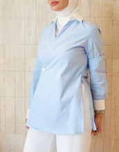 Load image into Gallery viewer, The Pinstripe Wrap Shirt

