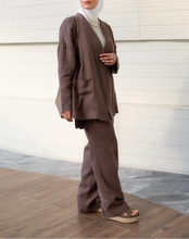 Load image into Gallery viewer, Linen Set with Leather Cord Belt
