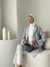 Load image into Gallery viewer, Open Back Linen Jacket - Denim Blue
