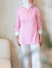 Load image into Gallery viewer, The Pinstripe Wrap Shirt
