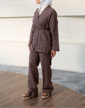 Load image into Gallery viewer, Linen Set with Leather Cord Belt
