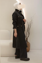 Load image into Gallery viewer, Black Military Trench
