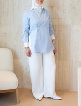 Load image into Gallery viewer, The Pinstripe Wrap Shirt
