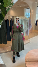 Load image into Gallery viewer, Olive &amp; Fuscia Trim Reversible Trench
