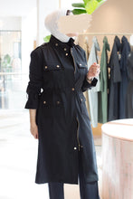 Load image into Gallery viewer, Black Military Trench
