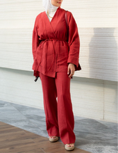 Load image into Gallery viewer, Linen Set with Leather Cord Belt
