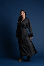 Load image into Gallery viewer, Black Satin Belted Dress
