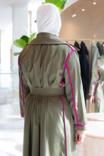 Load image into Gallery viewer, Olive &amp; Fuscia Trim Reversible Trench
