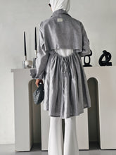 Load image into Gallery viewer, Open Back Linen Jacket - Denim Blue
