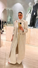 Load image into Gallery viewer, Beige Pinstripe Long Line Blazer
