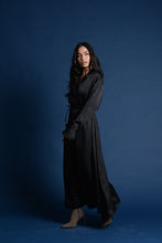 Load image into Gallery viewer, Black Satin Belted Dress
