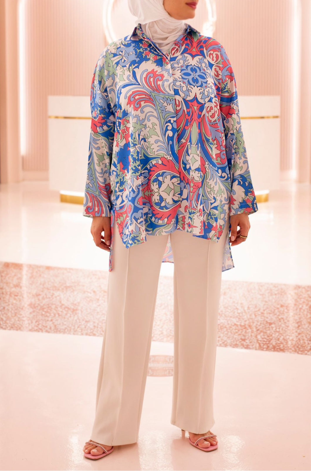 Blue Print Silk Shirt