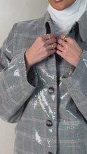 Load and play video in Gallery viewer, Sequin Plaid Bomber

